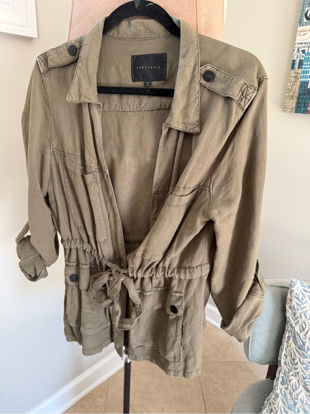 Sanctuary Olive Green Drawstring Utility Jacket
